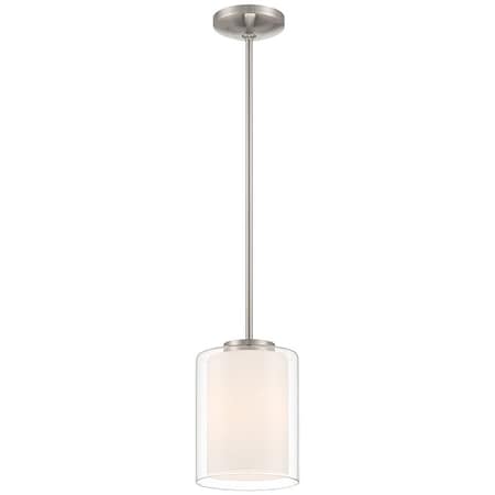Access Lighting Seville, Pendant, Brushed Steel Finish, Clear Opal Glass 28109-BS/CLOP
